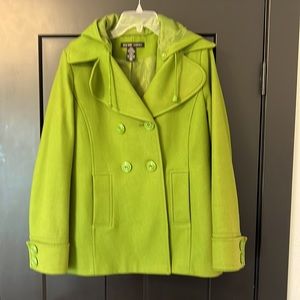 Women’s New York & Company Lightweight Green Coat with Hood Size 10